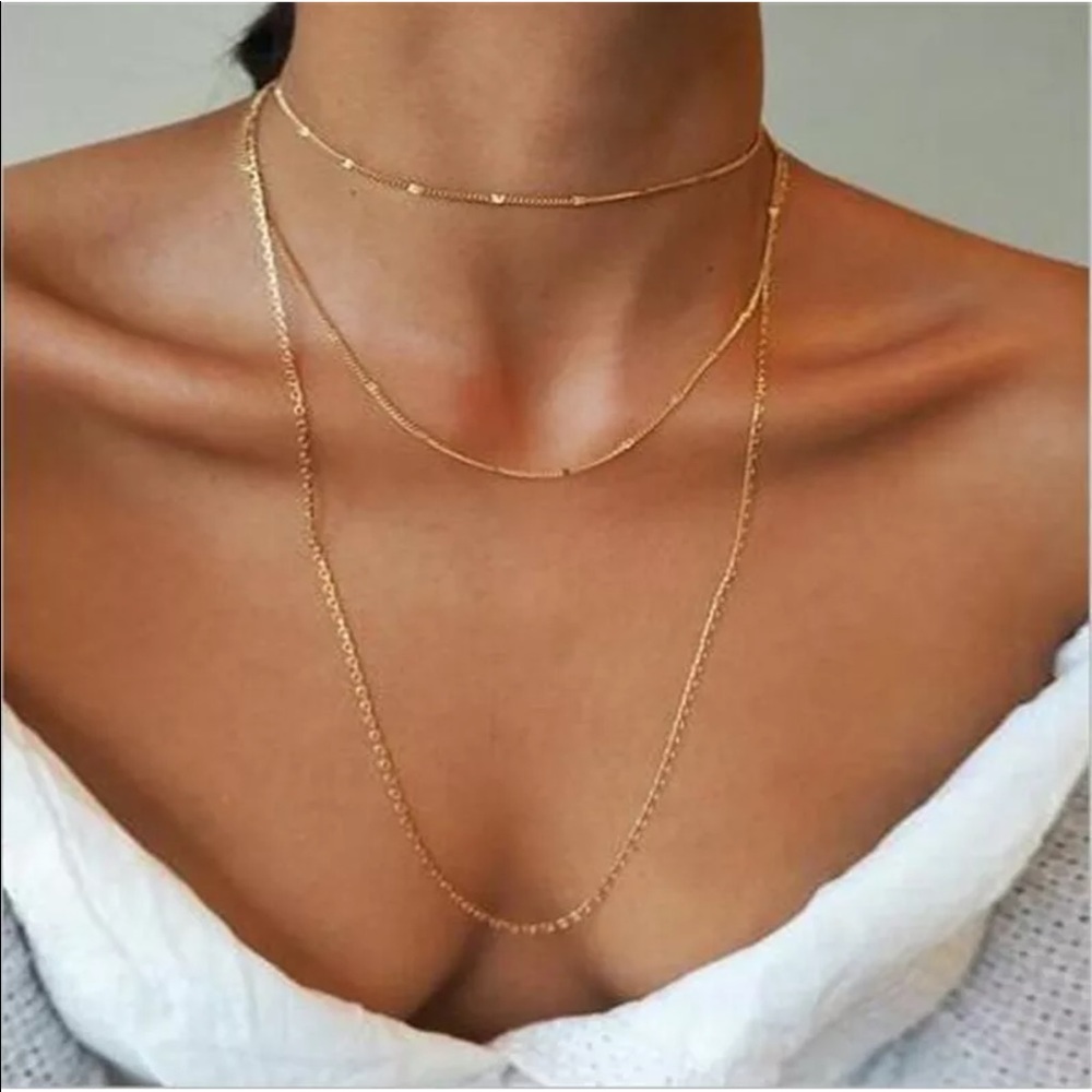 3-Layer Simple Gold Chain Necklace - Picture 5 of 5